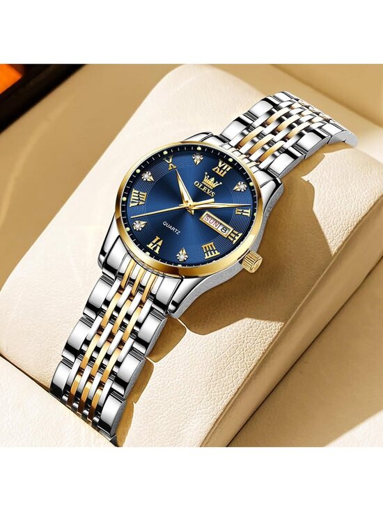 Women\'s Silver And Blue Adjustable Strap Stainless Steel Waterproof Luxury Watch